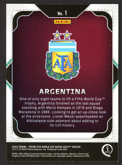 Argentina Badge 2022 Panini Prizm World Cup Team Badges Card # 1