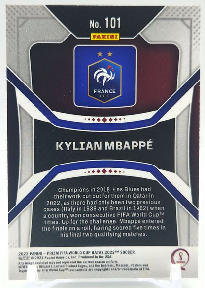 Kylian Mbappe 2022 Panini Prizm World Cup Card # 101
