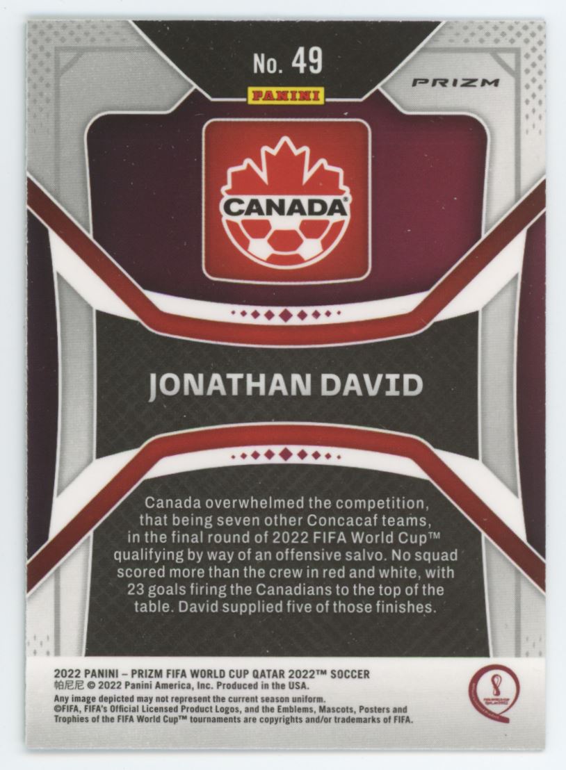 Jonathan David Green Wave Prizm 2022 Panini Road to FIFA World Cup Qatar 2022 Rookie Card # 49