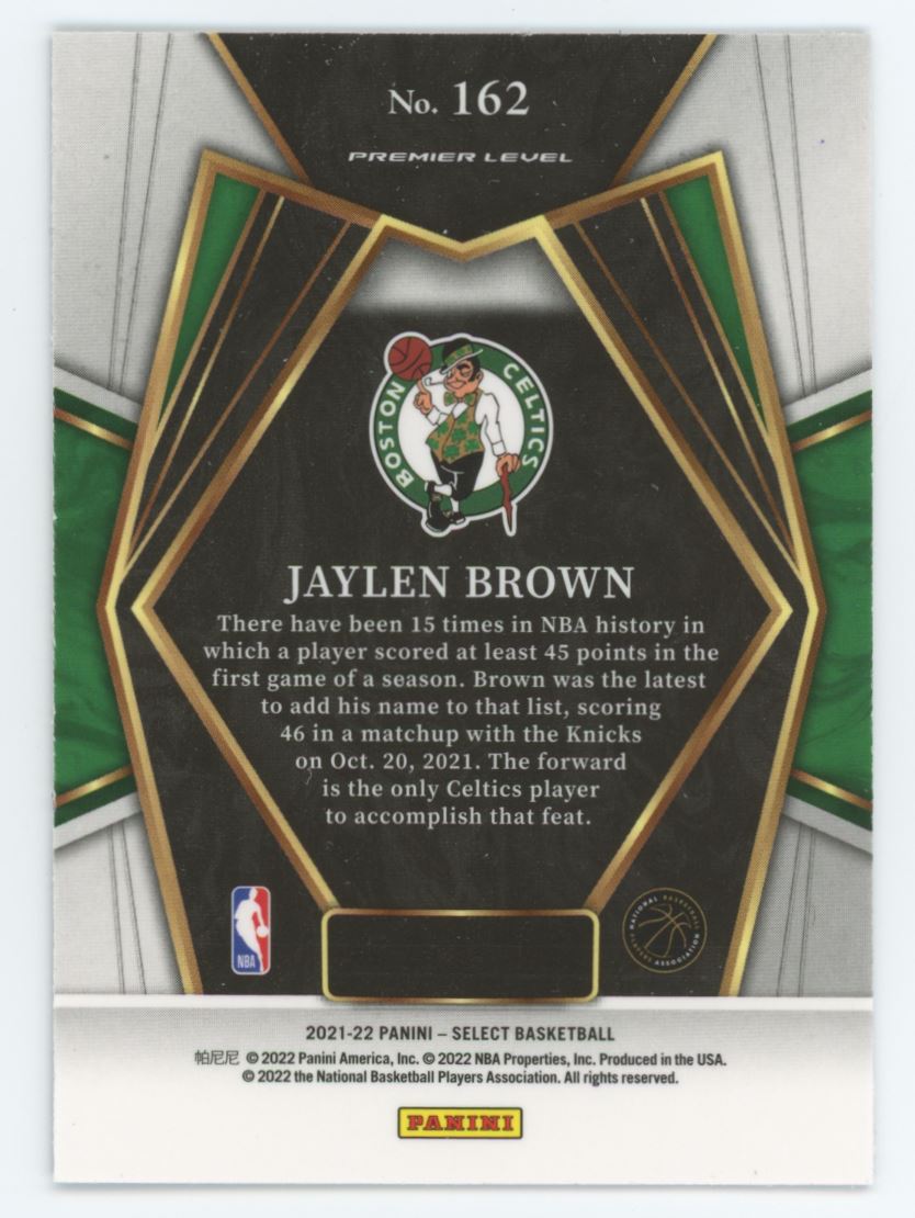 Jaylen Brown Premier Level 2022 Panini Select Basketball Card # 162