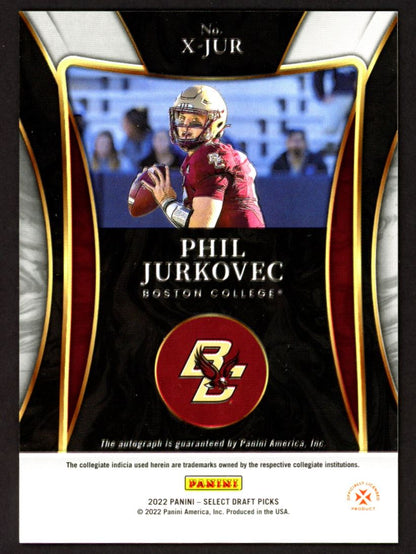 Phil Jurkovec 2022 Panini Select Draft Picks X-Factor Signatures Autograph Card # X-JUR