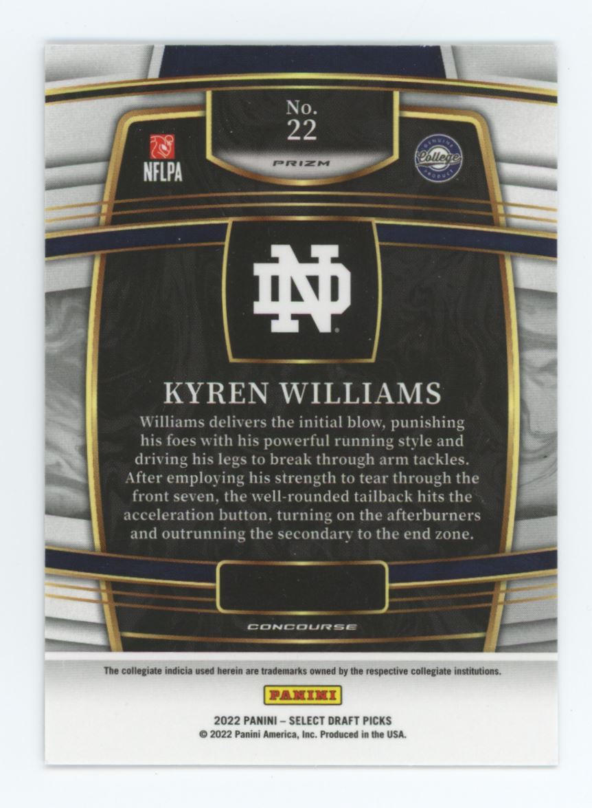 Kyren Williams Silver Prizm Concourse 2022 Panini Select Draft Picks Rookie Card # 22