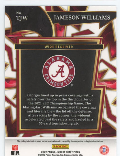 Jameson Williams Turbocharged 2022 Panini Select Draft Picks Card # TJW