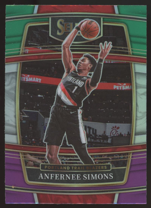 Anfernee Simons Green and Purprle Prizm 2022 Panini Select Card # 66