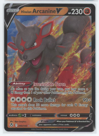 pokemon tcg silver tempest 090 195 hisuian arcanine v card Hisuian Arcanine V #179 Prices | Pokemon Silver Tempest