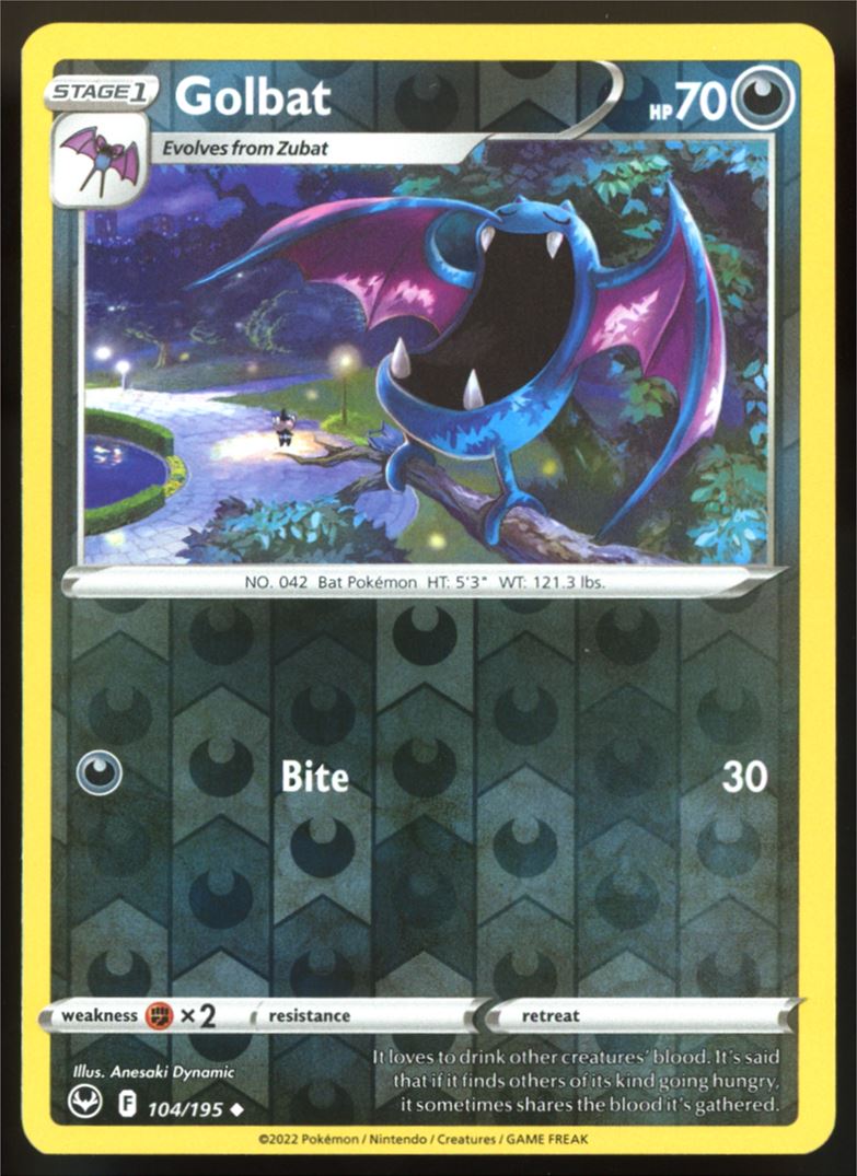 Golbat Uncommon Reverse Holo 2022 Sword & Shield - Silver Tempest Card # 104/195