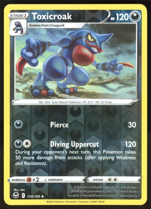 Toxicroak Uncommon Reverse Holo 2022 Sword & Shield - Silver Tempest Card # 110/195