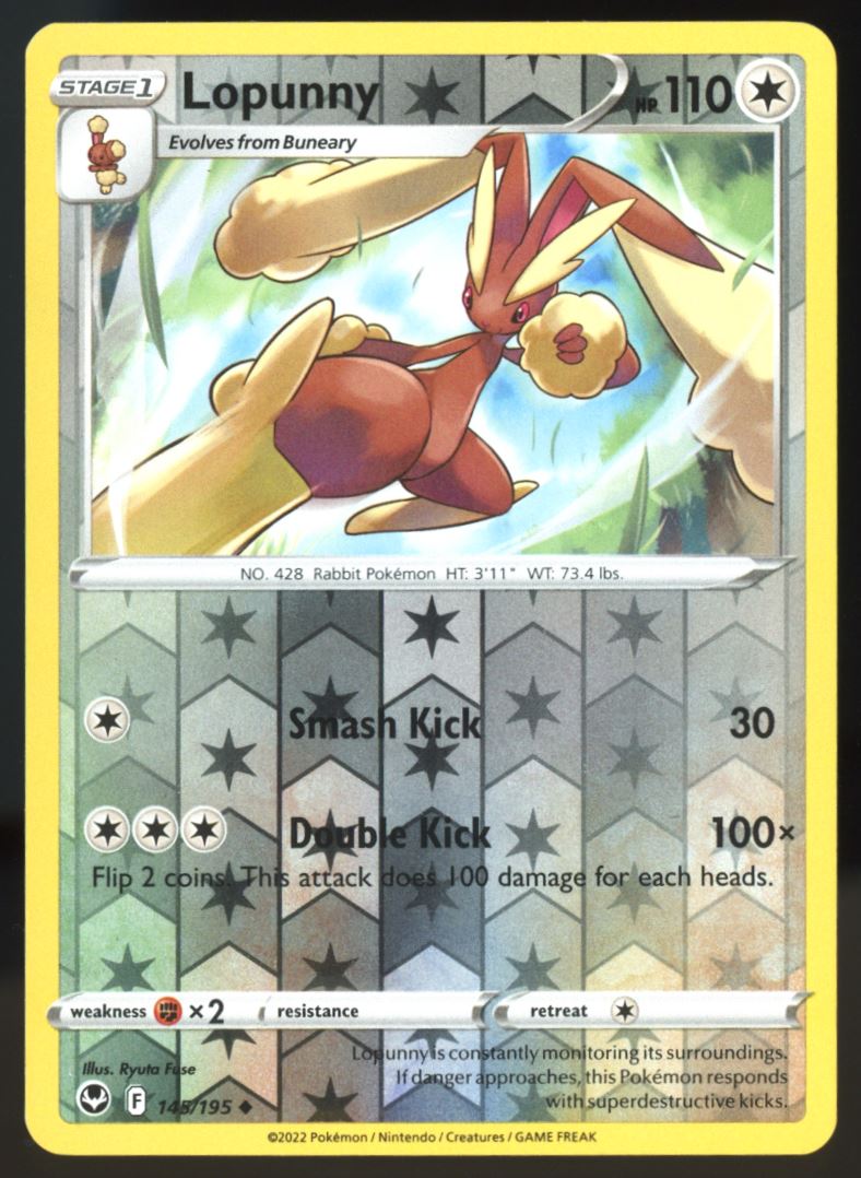 Lopunny Uncommon Reverse Holo 2022 Sword & Shield - Silver Tempest Card # 148/195