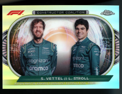 Sebastian Vettel/Lance Stroll Silver Refractor 2022 Topps Chrome Formula 1 Constructor Coalition Card # CC-AM