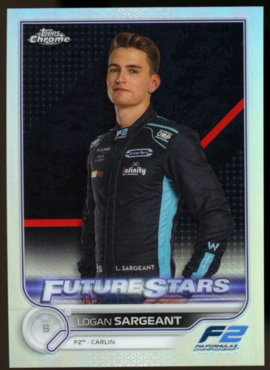 Logan Sargeant Silver Refractor 2022 Topps Chrome Formula 1 Future Stars Card # 82