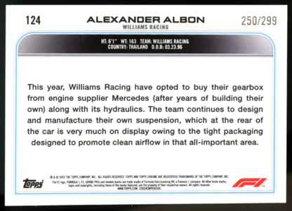 Alexander Albon Mini Diamond Refractor /299 2022 Topps Chrome Formula 1 Card # 124