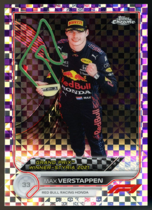 Max Verstappen Purple Checker Board /199 2022 Topps Chrome Formula 1 Card # 158