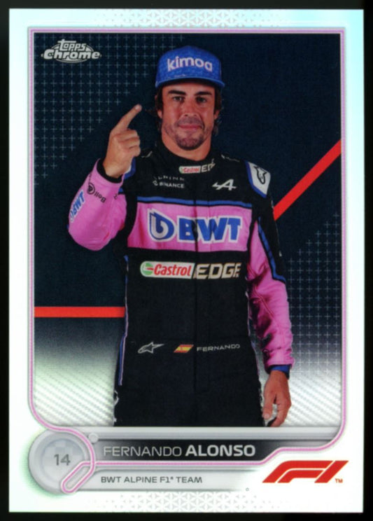 Fernando Alonso Silver Refractor 2022 Topps Chrome Formula 1 Card # 13