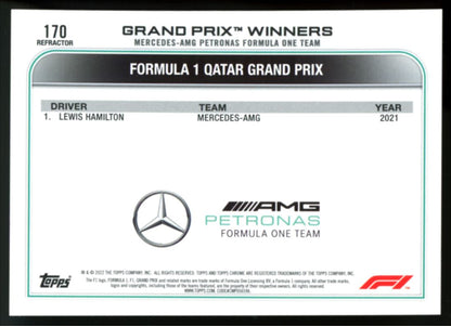 Lewis Hamilton Silver Refractor 2022 Topps Chrome Formula 1 Card # 170