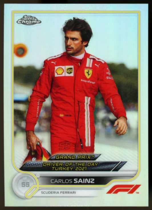 Carlos Sainz Silver Refractor 2022 Topps Chrome Formula 1 Card # 187