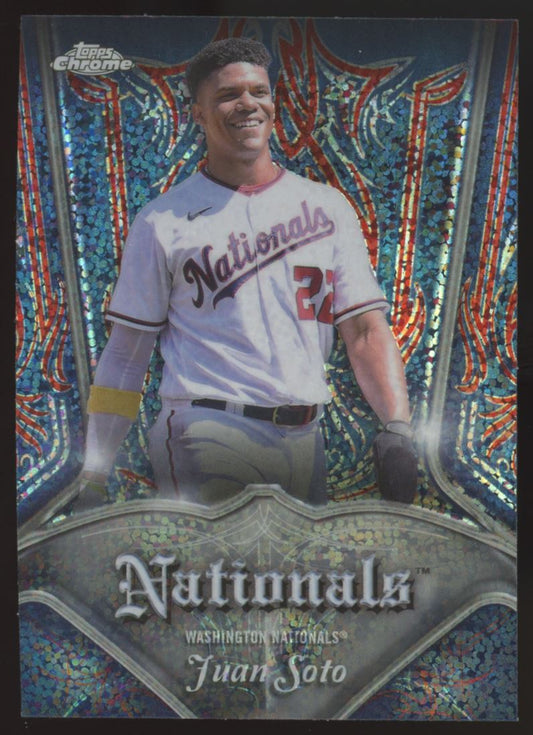 Juan Soto 2022 Nationals Topps Chrome Pinstriped Card # P-9
