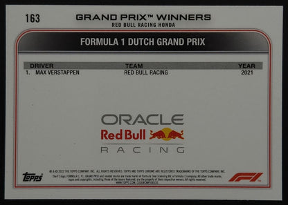Max Verstappen 2022 Topps Chrome Sapphire Formula 1 Card # 163