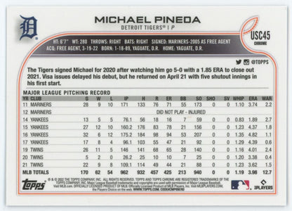 Michael Pineda Purple 2022 Topps Chrome Update Card # USC45