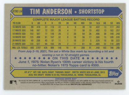 Tim Anderson 2022 Topps Chrome Card # 87BC-14