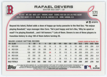 Rafael Devers Black and White Mini Diamond 2022 Topps Chrome Card # 171