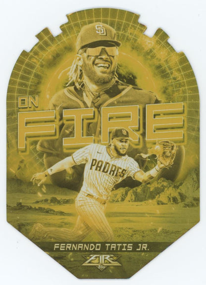 Fernando Tatis Jr. Gold Minted Die-Cut 2022 Topps Fire En Fuego Card # EF-24