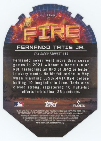 Fernando Tatis Jr. Gold Minted Die-Cut 2022 Topps Fire En Fuego Card # EF-24