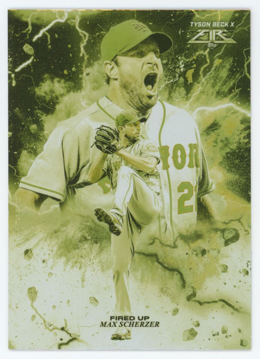 Max Scherzer Gold Minted 2022 Topps Fire Fired Up Card # FIU-11