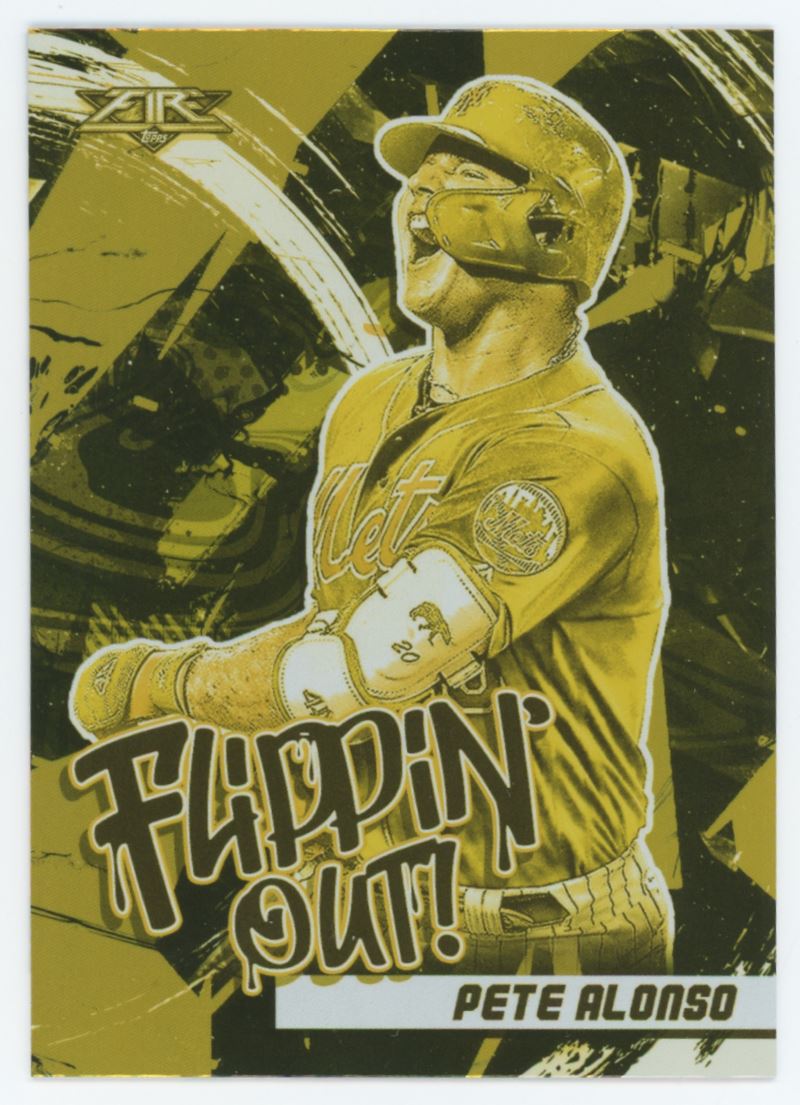 Pete Alonso Gold Minted 2022 Topps Fire Flippin' Out Card # FO-10