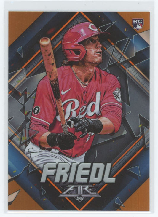 TJ Friedl Orange 199/299 2022 Topps Fire Rookie Card # 86