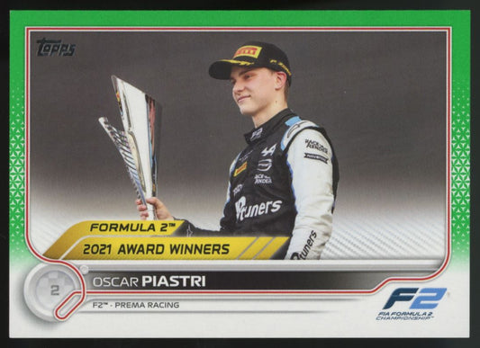 Oscar Piastri Green /75 2022 Topps Formula One Rookie Card # 199
