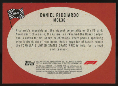 Daniel Ricciardo 2022 Topps Formula One Card # T68-DR