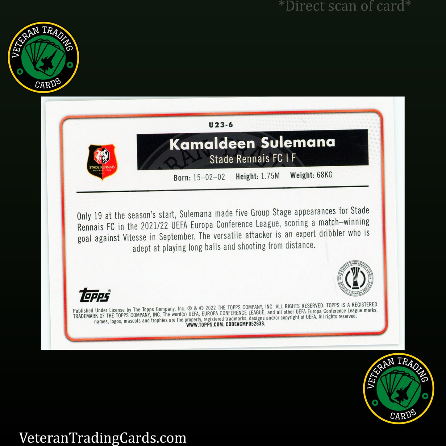 Kamaldeen Sulemana RC U23 Stars Card #U23-6