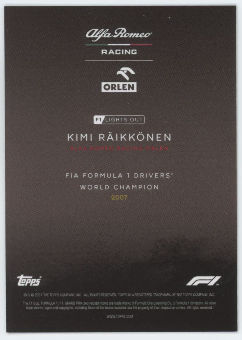 Kimi Raikkonen Yellow World Champion Topps F1 Lights Out Card