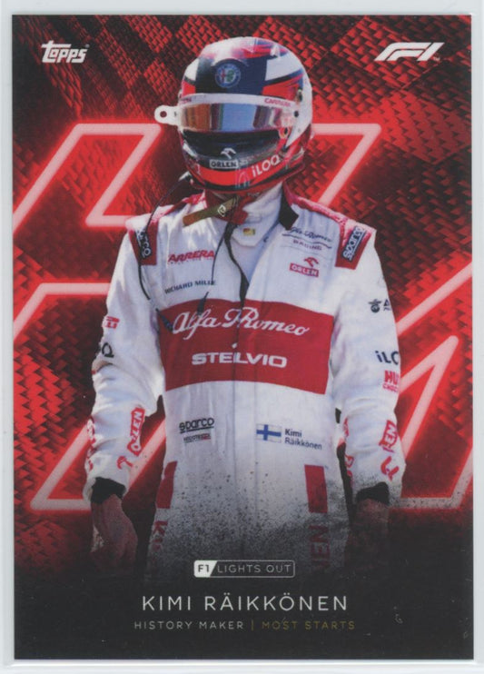 Kimi Raikkonen Red History Maker Most Starts Topps F1 Lights Out Card