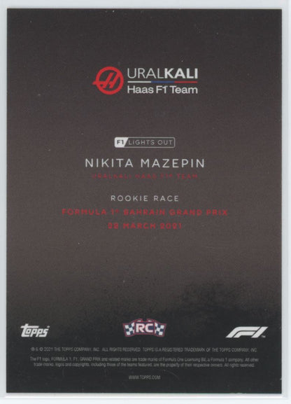 Nakita Mazepin RC Red Rookie Race Topps F1 Lights Out Card